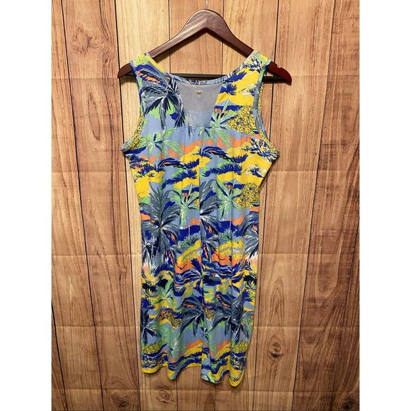 Columbia XL Midway Outlet Bay Dress PFG blue yellow green tropical - Picture 5 of 8